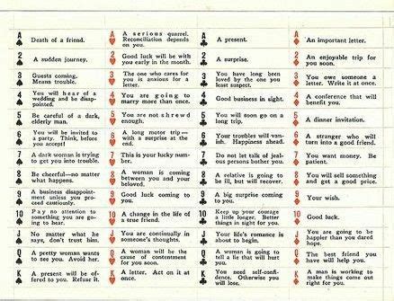 cartomancy meaning using 52 cards.